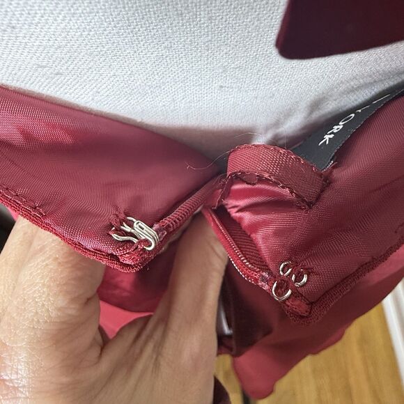 Jones New York Halter Tie Neck Dress Womens 16 Red Open Back Silk Waist Cocktail - Picture 3 of 11